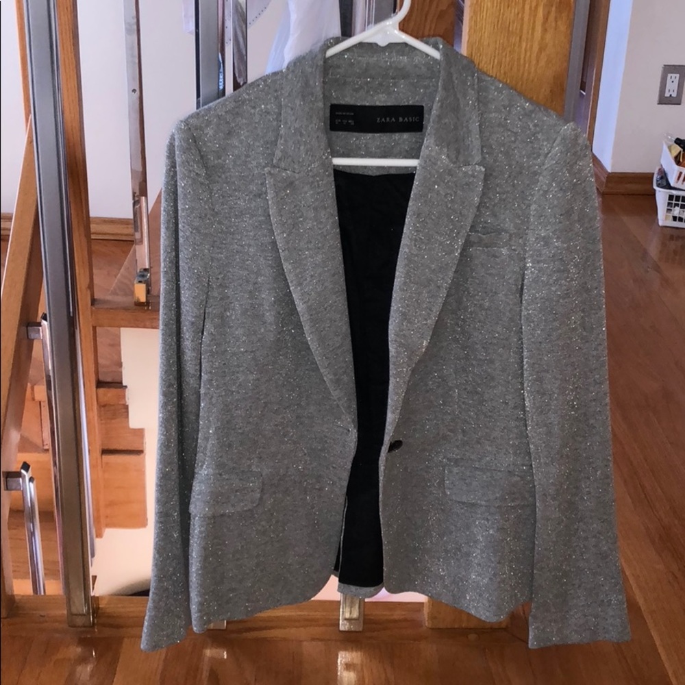 Zara silver blazer size medium